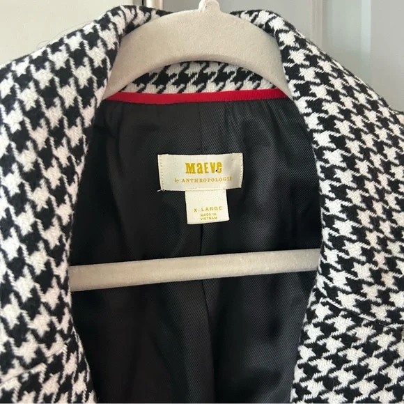 New Anthropologie Maeve Houndstooth Sculpted Hourglass Blazer - Picture 7 of 8